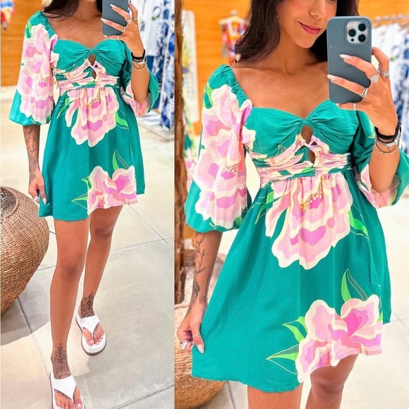 FARM Rio Floral Lumi Short Dress Size M - Picture 2 of 10